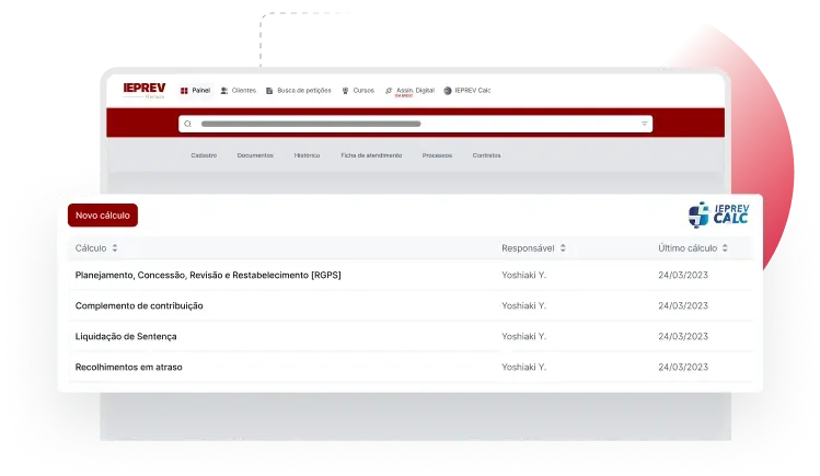Interface de cálculos previdenciários do IEPREV