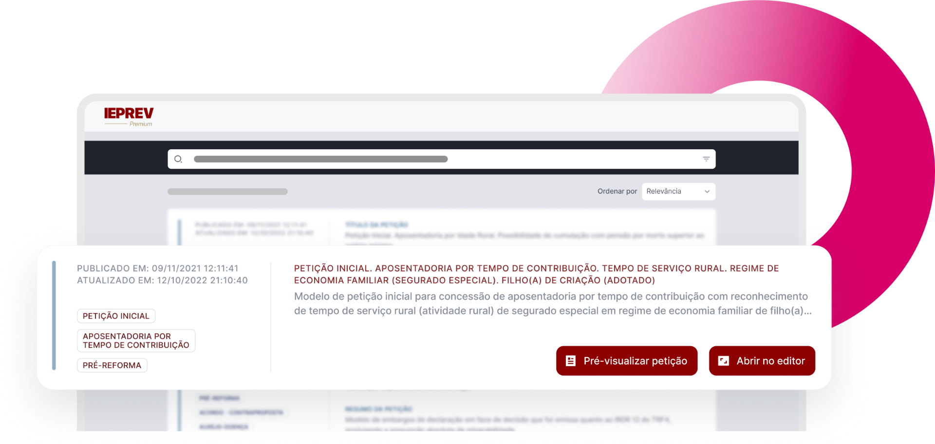 Interface do Buscador de Petições IEPREV