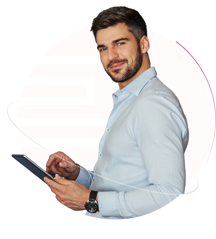 Advogado profissional usando tablet com IEPREV